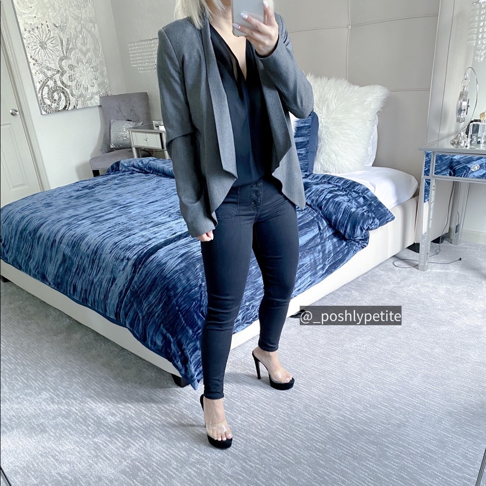 Charcoal modern waterfall high low jacket